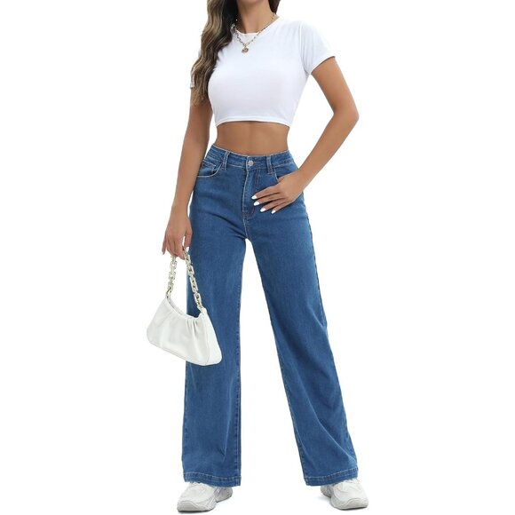 Women High Waist Jeans Cotton Spandex Casual Tummy Control Slim Fit - Picture 5 of 5